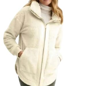 NWT Sonoma goods for life sherpa full zip‎ jacket women's off white color